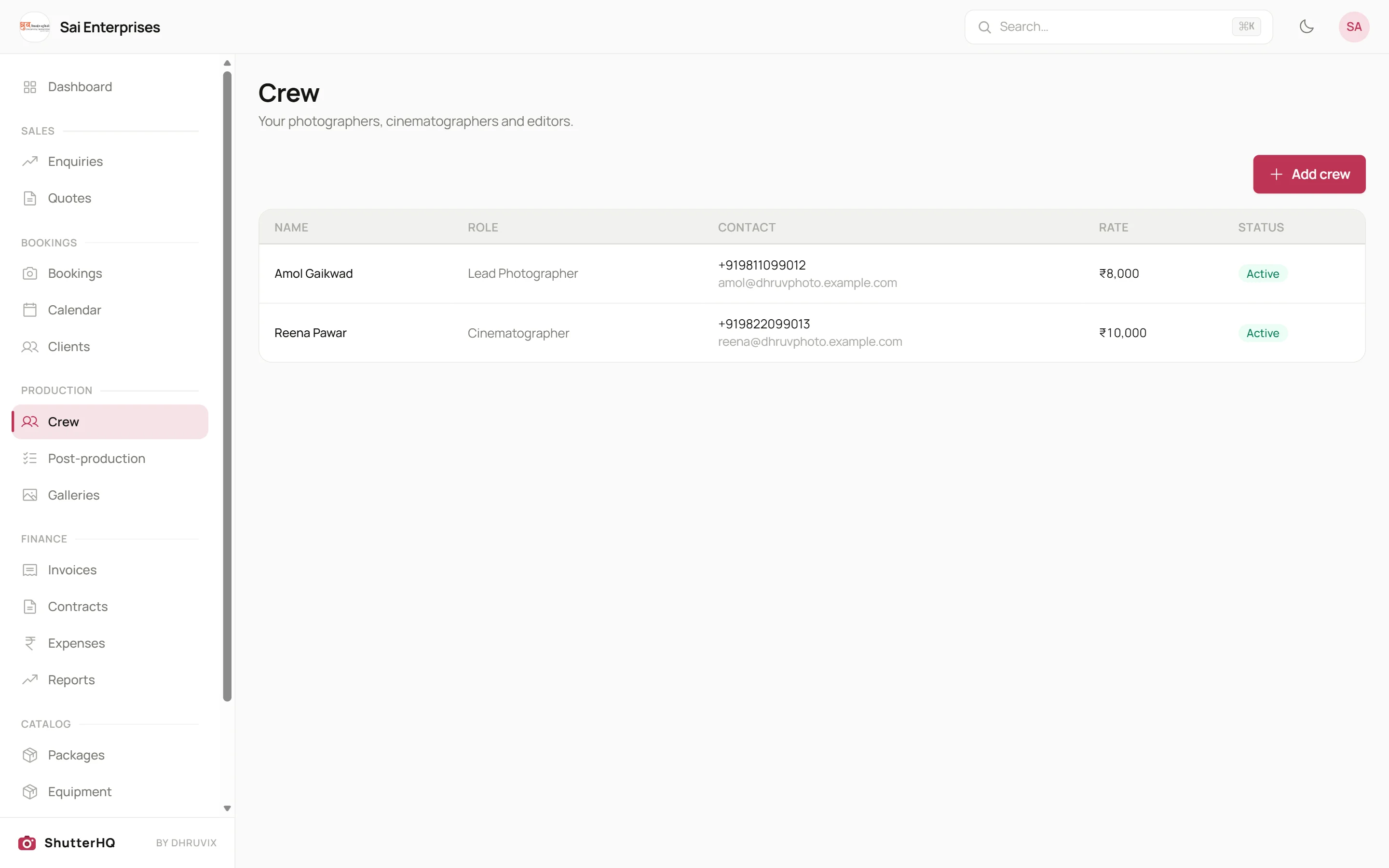 Crew and jobs