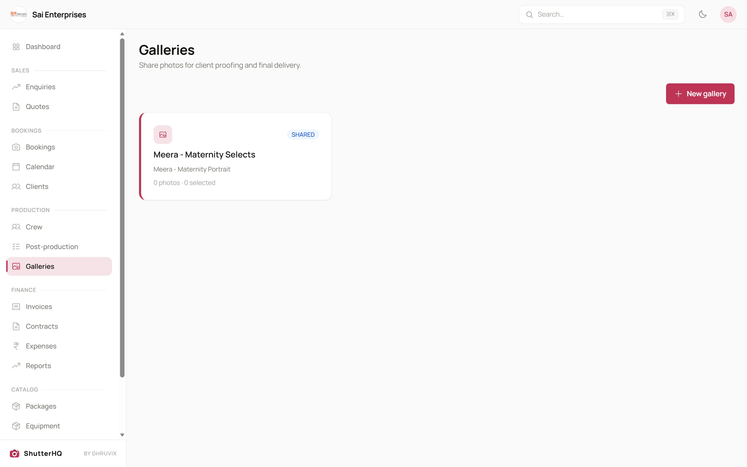 Client galleries